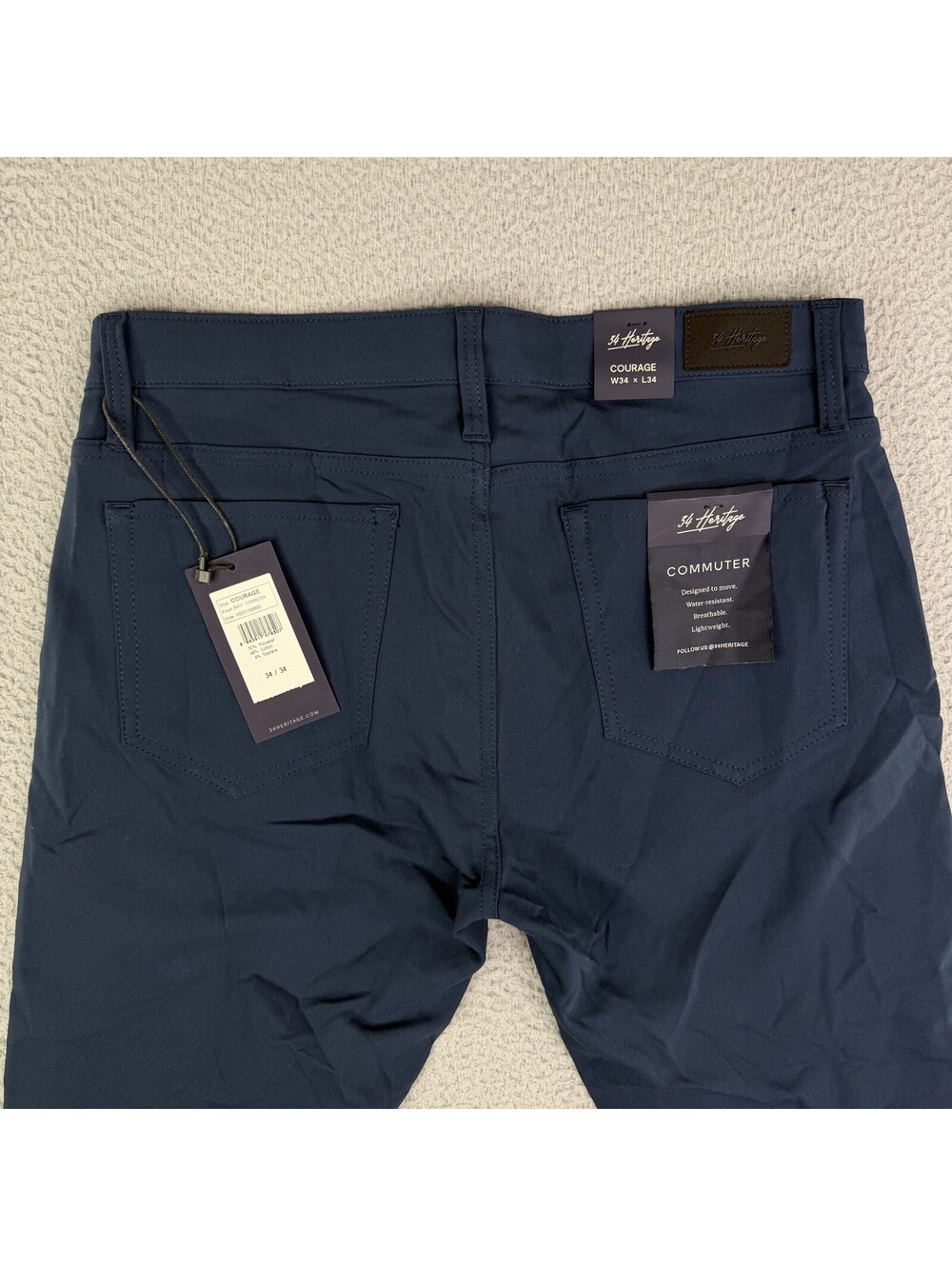 NWT Mens 34 Heritage Courage Pants 34x34 Navy Blue Coolmax Mid Rise Straight